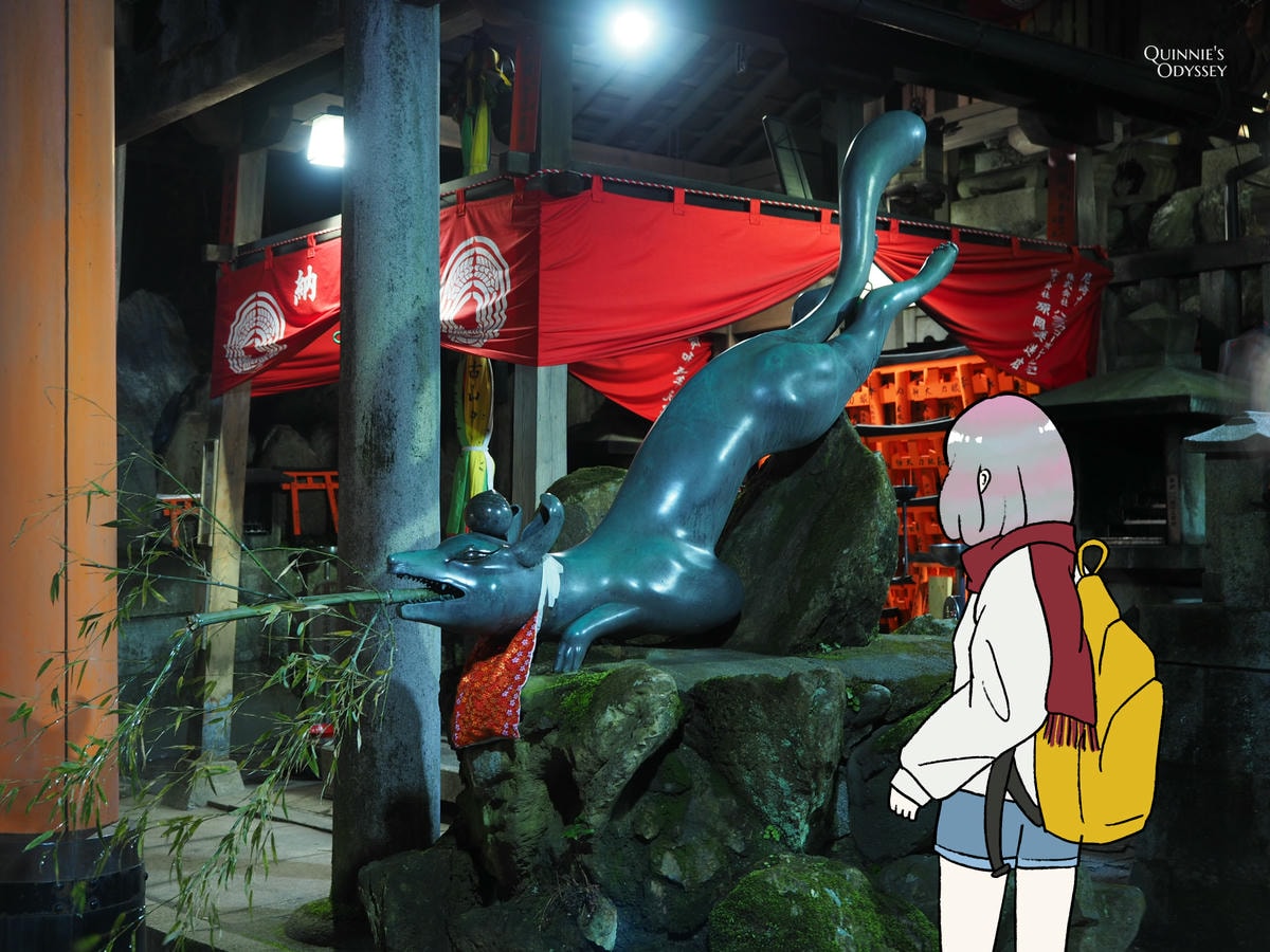 Fushimi Inari Shrine, night, Ganriki-san Shrine, fox, illustration