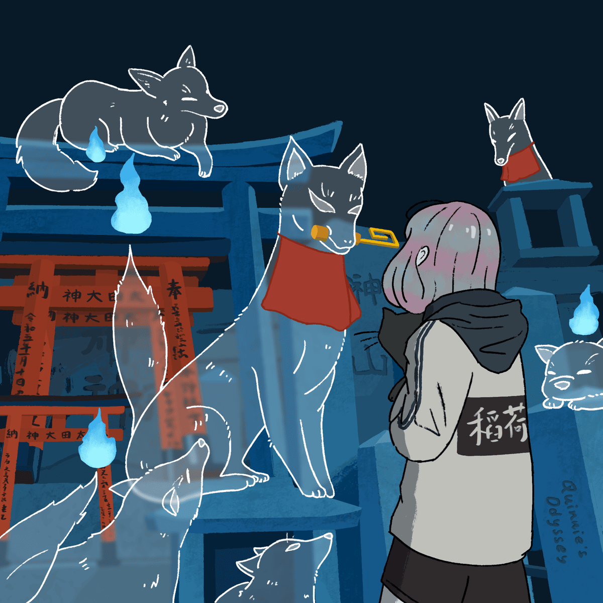 Night of Fushimi Inari Shrine, illustration