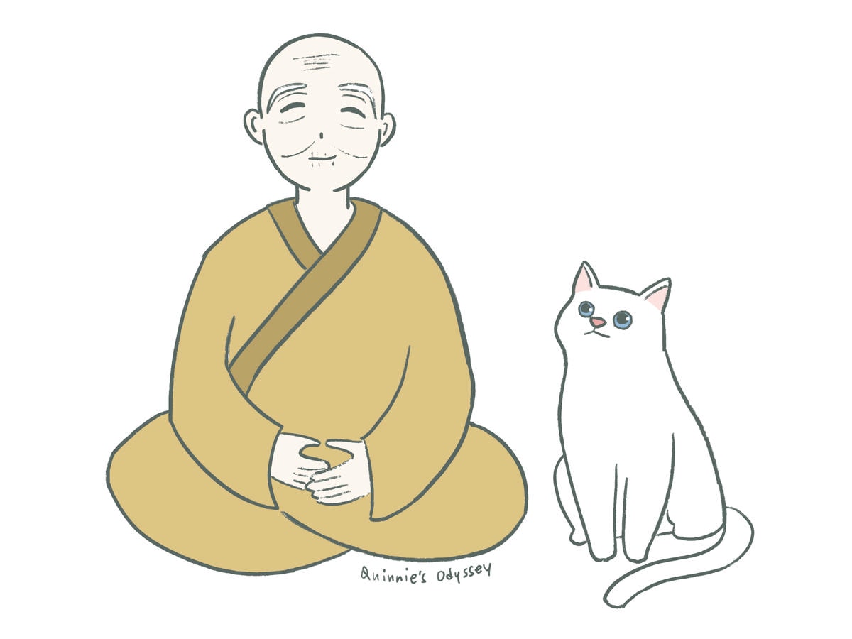 和尚與貓插畫