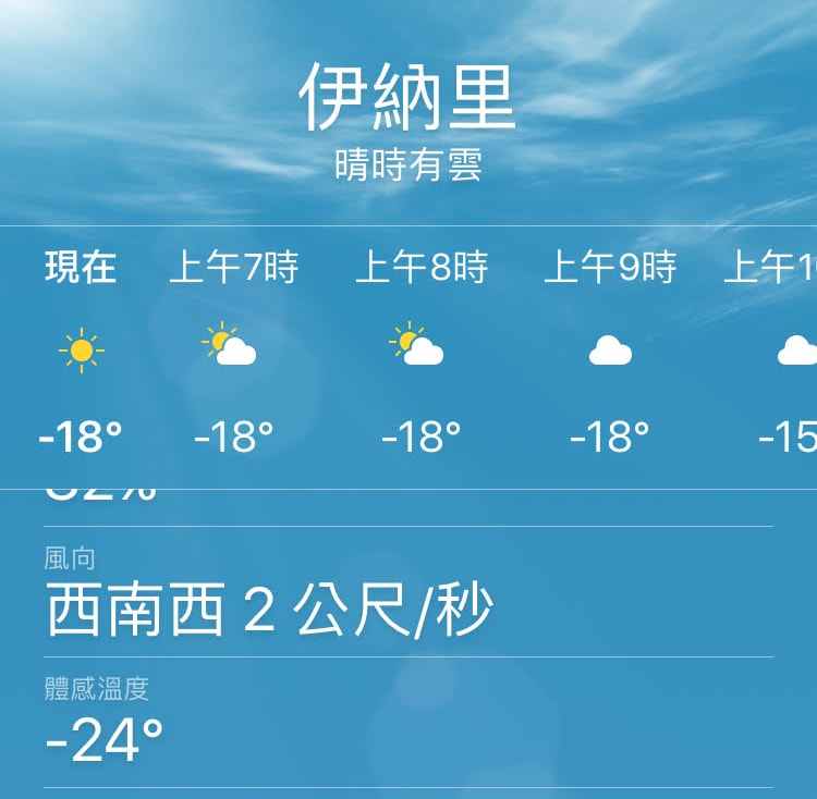 芬蘭極光追尋之旅:伊納里交通/住宿/體驗行程心得 - 第14張圖 芬蘭 伊納里 溫度