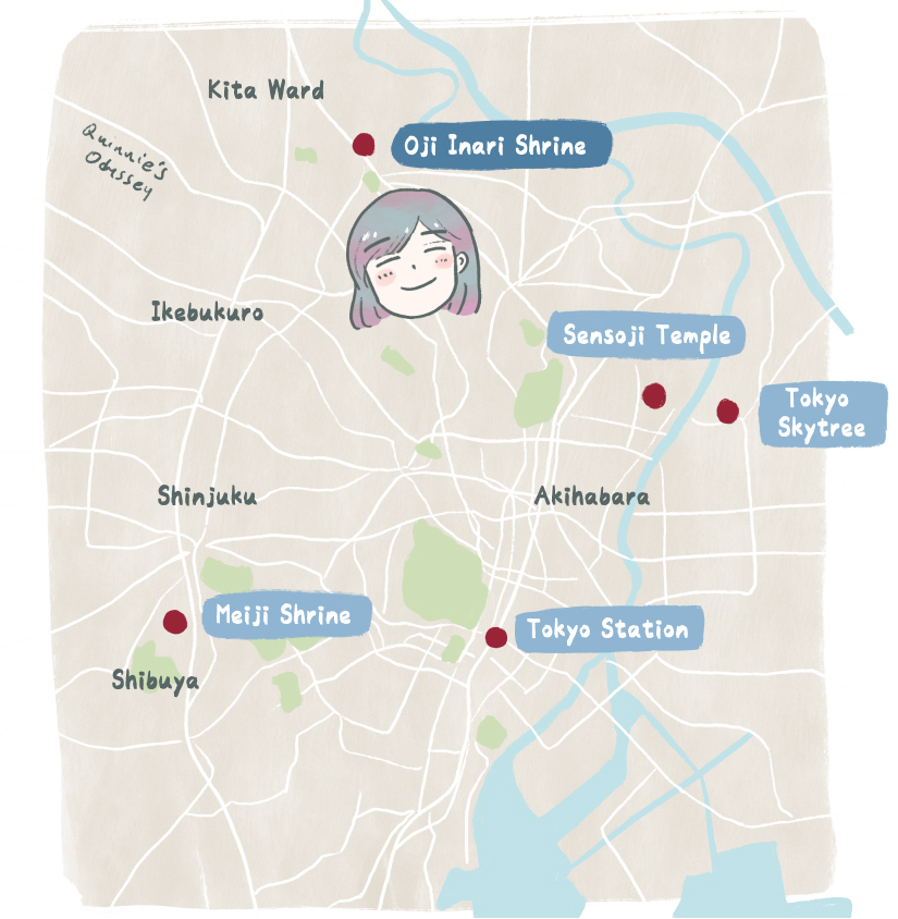 Oji Inari Shrine: The Hidden Tokyo Shrine with Mysterious Fox Legends - 第2張圖 Oji Inari Shrine map illustration