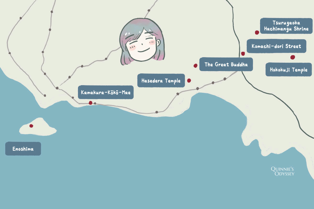 Kamakura Day Trip Guide: The Best Spots to Visit from Tokyo - 第2張圖 Kamakura map illustration
