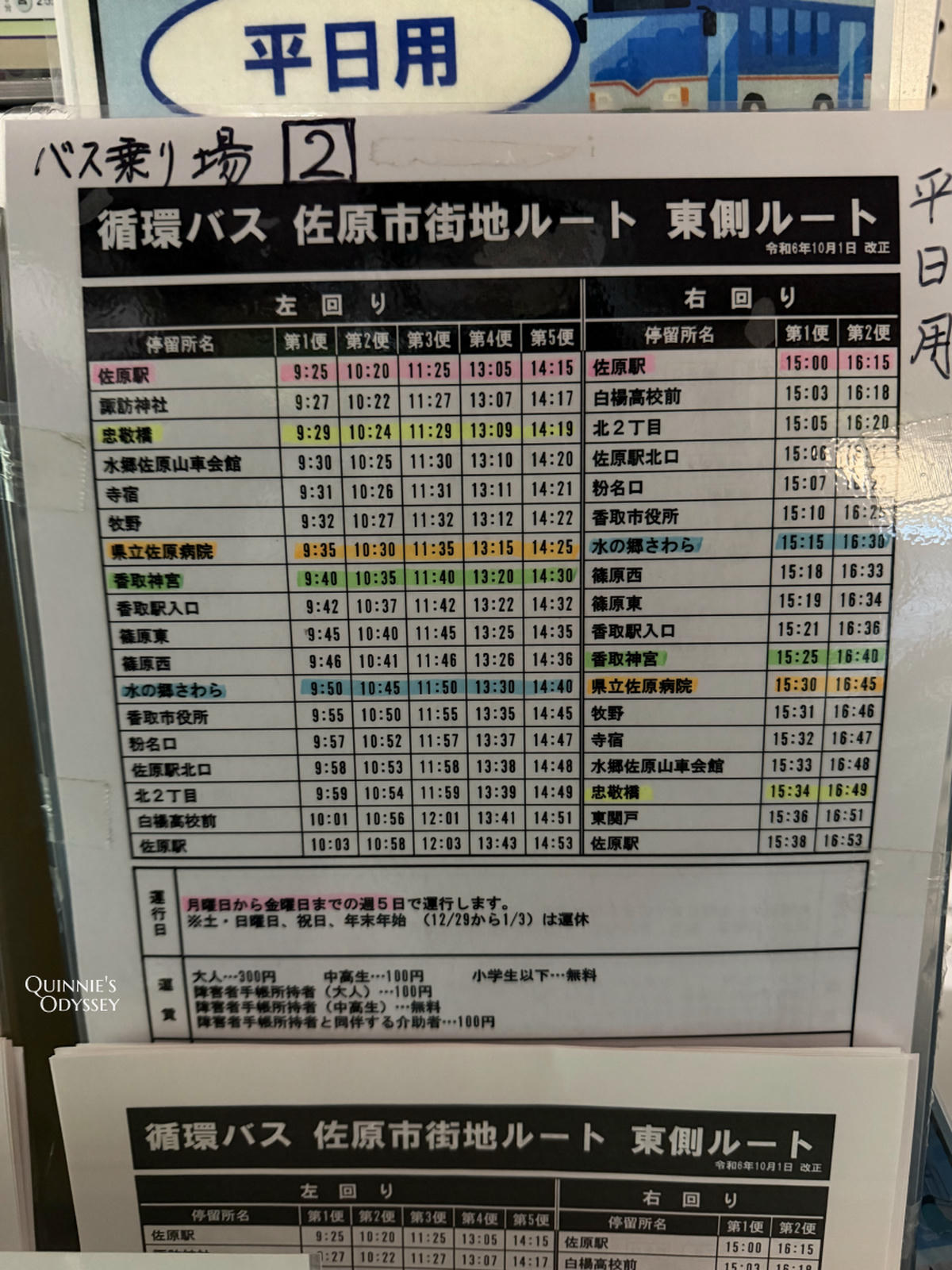 Katori Shrine Chiba Guide: A Sacred Forest Shrine of Japan’s Warrior Deity - 第8張圖 Sawara to Katori Jingu, Loop Bus, Weekday schedule
