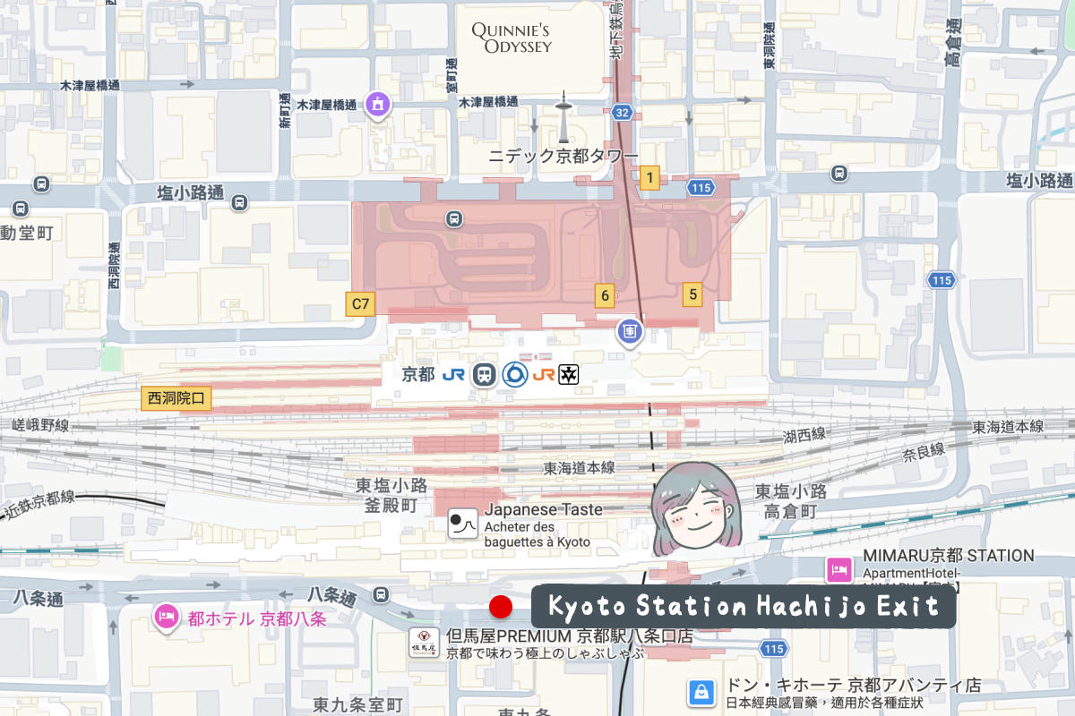 Kansai Airport to Kyoto Limousine Bus Guide 2026: Tickets, Stops & How to Ride - 第10張圖 Kyoto Station Hachijo Exit map