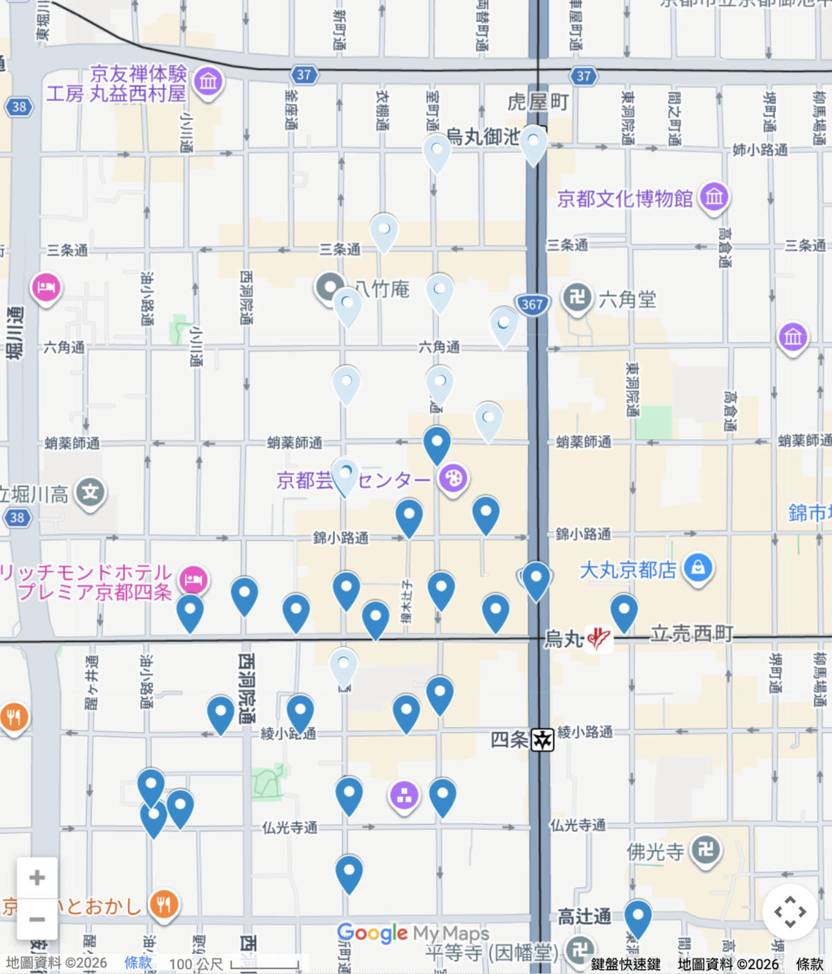 京都祇園祭前祭宵山 地圖