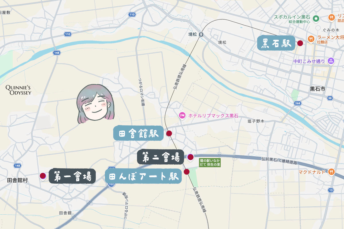 青森田舍館村稻田藝術:田舍館村展望台、交通、門票一次看 - 第3張圖 青森田舍館村稻田藝術 地圖